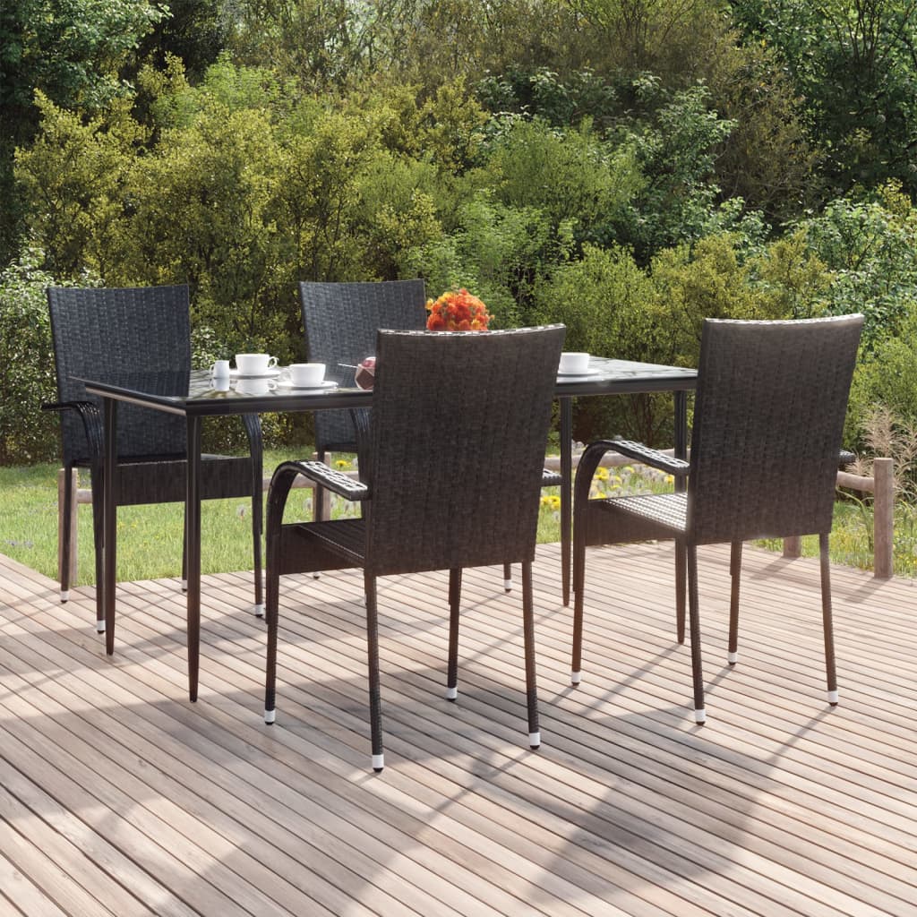 Garden Dining Set | Black | Poly Rattan | Standard | Foldable