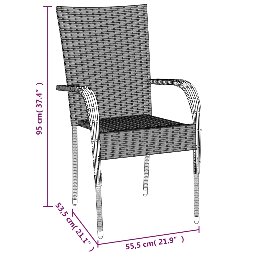 vidaXL 7 Piece Garden Dining Set Grey Poly Rattan