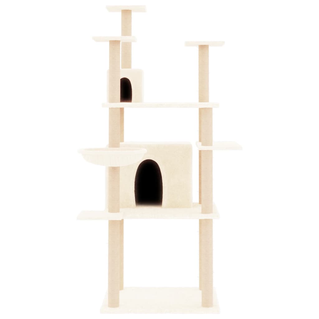 Cat Tree with Sisal Scratching Posts Cream 166 cm