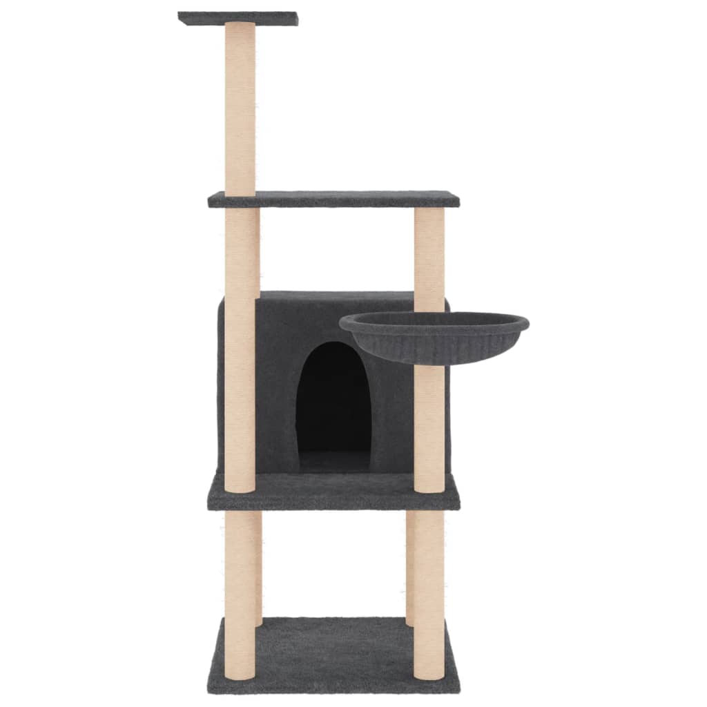 Cat Tree with Sisal Scratching Posts Dark Grey 132 cm