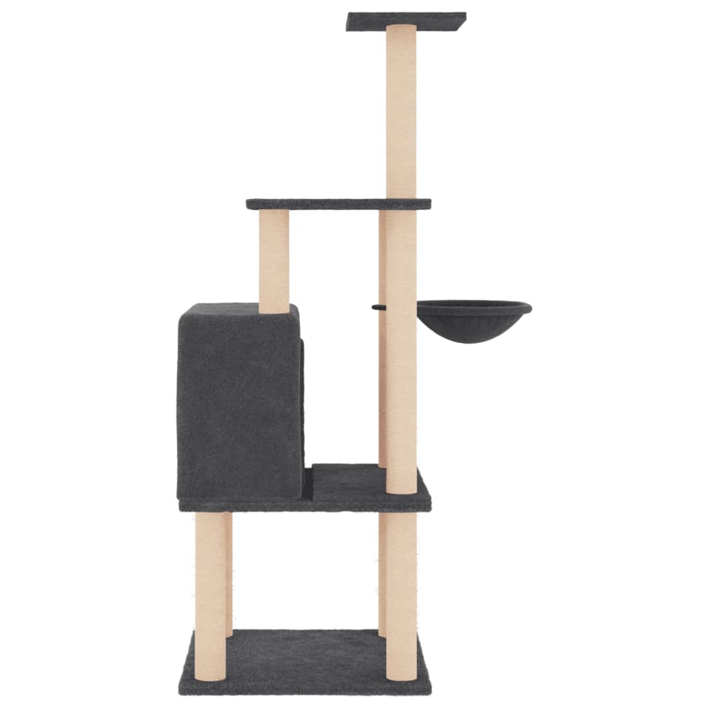 Cat Tree with Sisal Scratching Posts Dark Grey 132 cm