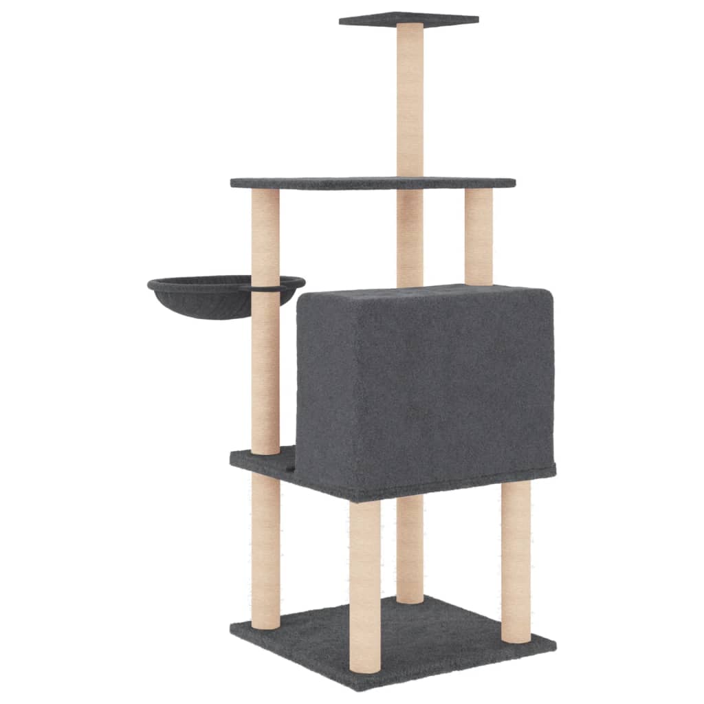 Cat Tree with Sisal Scratching Posts Dark Grey 132 cm