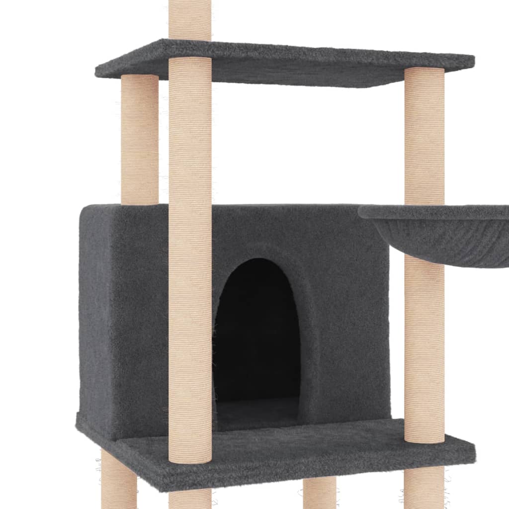 Cat Tree with Sisal Scratching Posts Dark Grey 132 cm