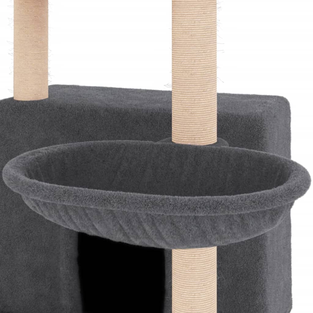 Cat Tree with Sisal Scratching Posts Dark Grey 132 cm