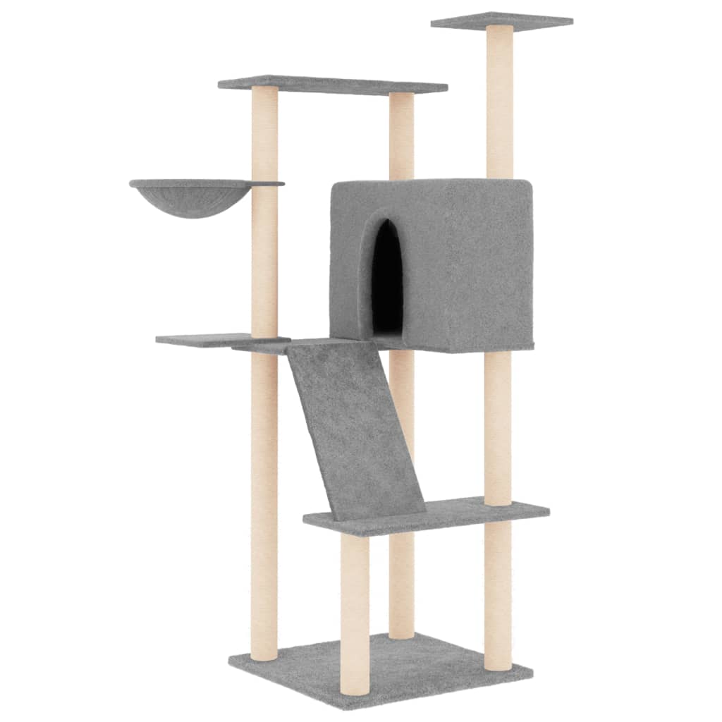 Cat Tree with Sisal Scratching Posts Light Grey 143 cm