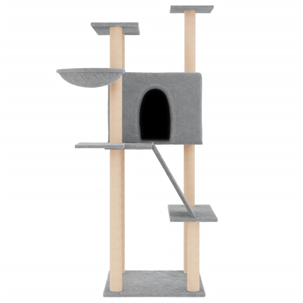 Cat Tree with Sisal Scratching Posts Light Grey 143 cm