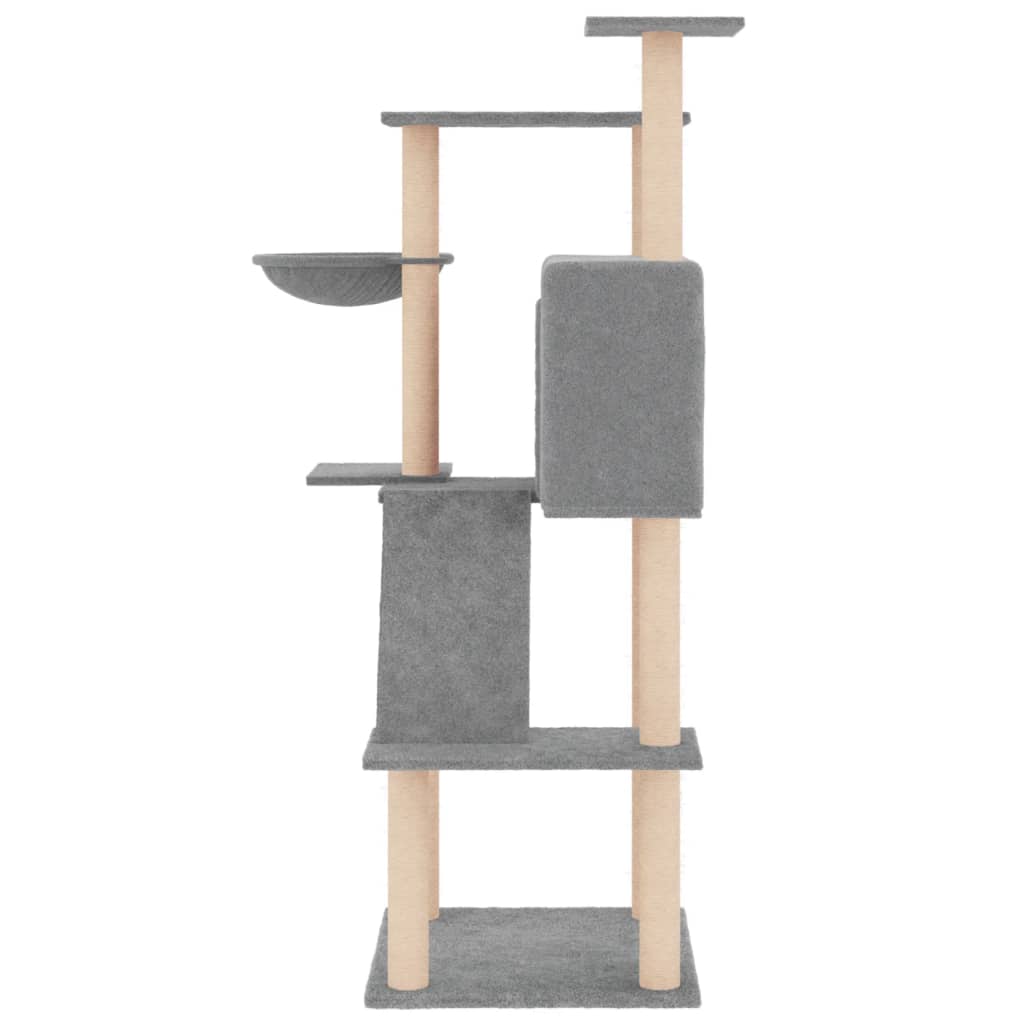 Cat Tree with Sisal Scratching Posts Light Grey 143 cm