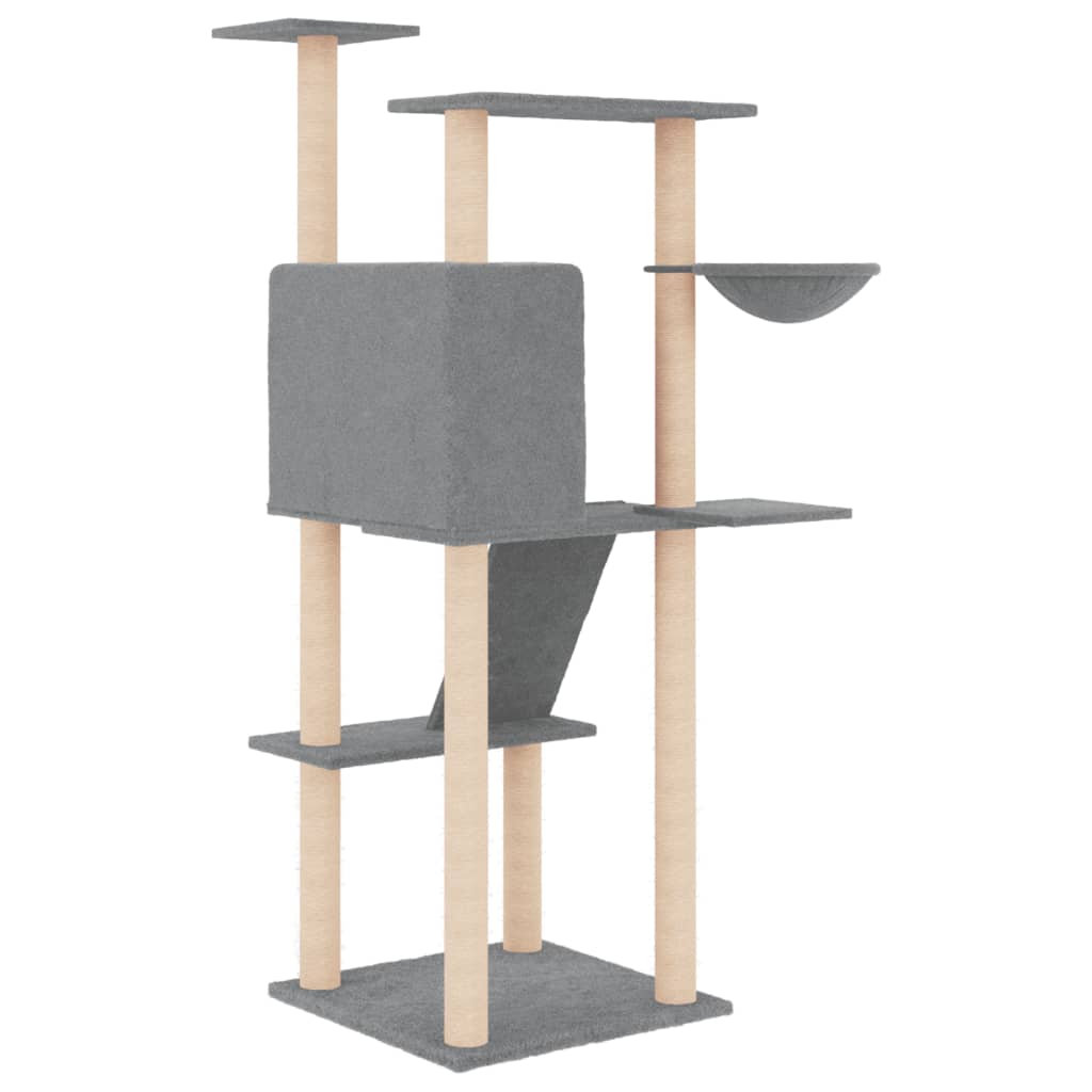 Cat Tree with Sisal Scratching Posts Light Grey 143 cm