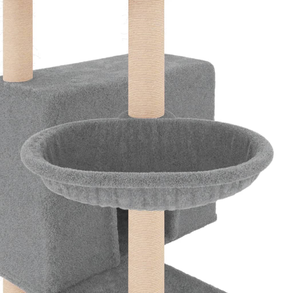 Cat Tree with Sisal Scratching Posts Light Grey 143 cm