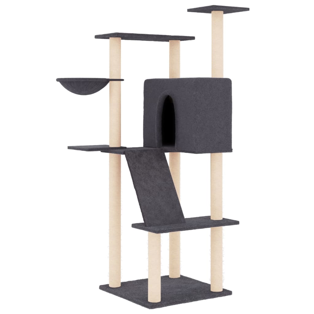 Cat Tree with Sisal Scratching Posts Dark Grey 143 cm