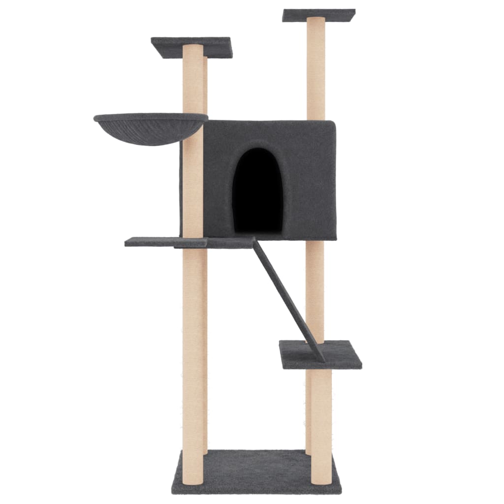 Cat Tree with Sisal Scratching Posts Dark Grey 143 cm