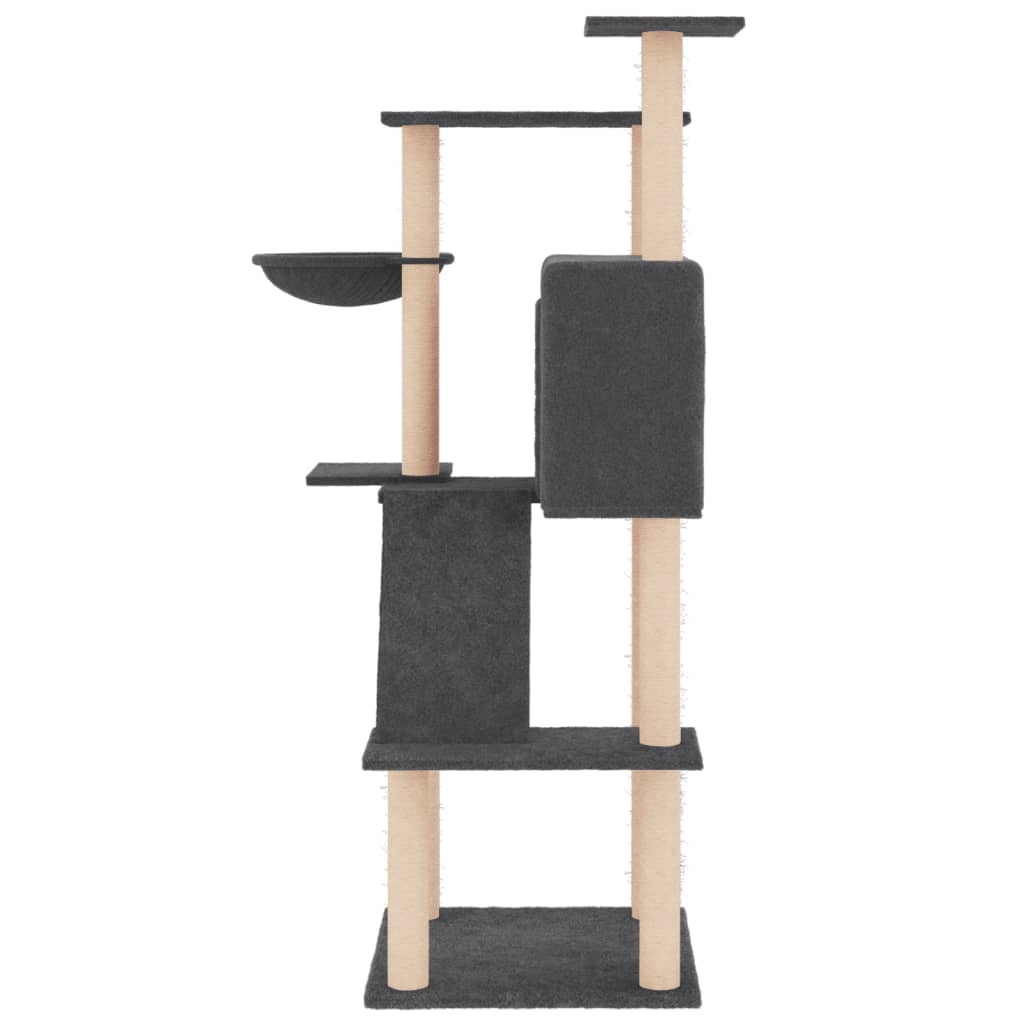 Cat Tree with Sisal Scratching Posts Dark Grey 143 cm