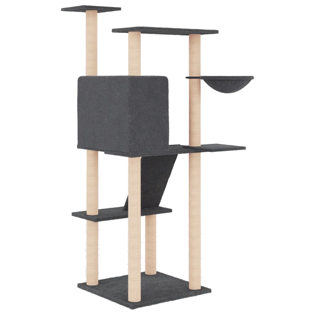 Cat Tree with Sisal Scratching Posts Dark Grey 143 cm