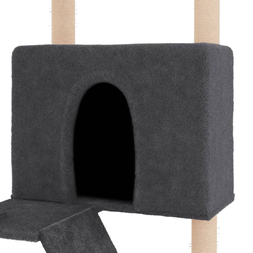 Cat Tree with Sisal Scratching Posts Dark Grey 143 cm