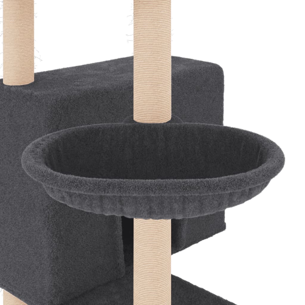 Cat Tree with Sisal Scratching Posts Dark Grey 143 cm