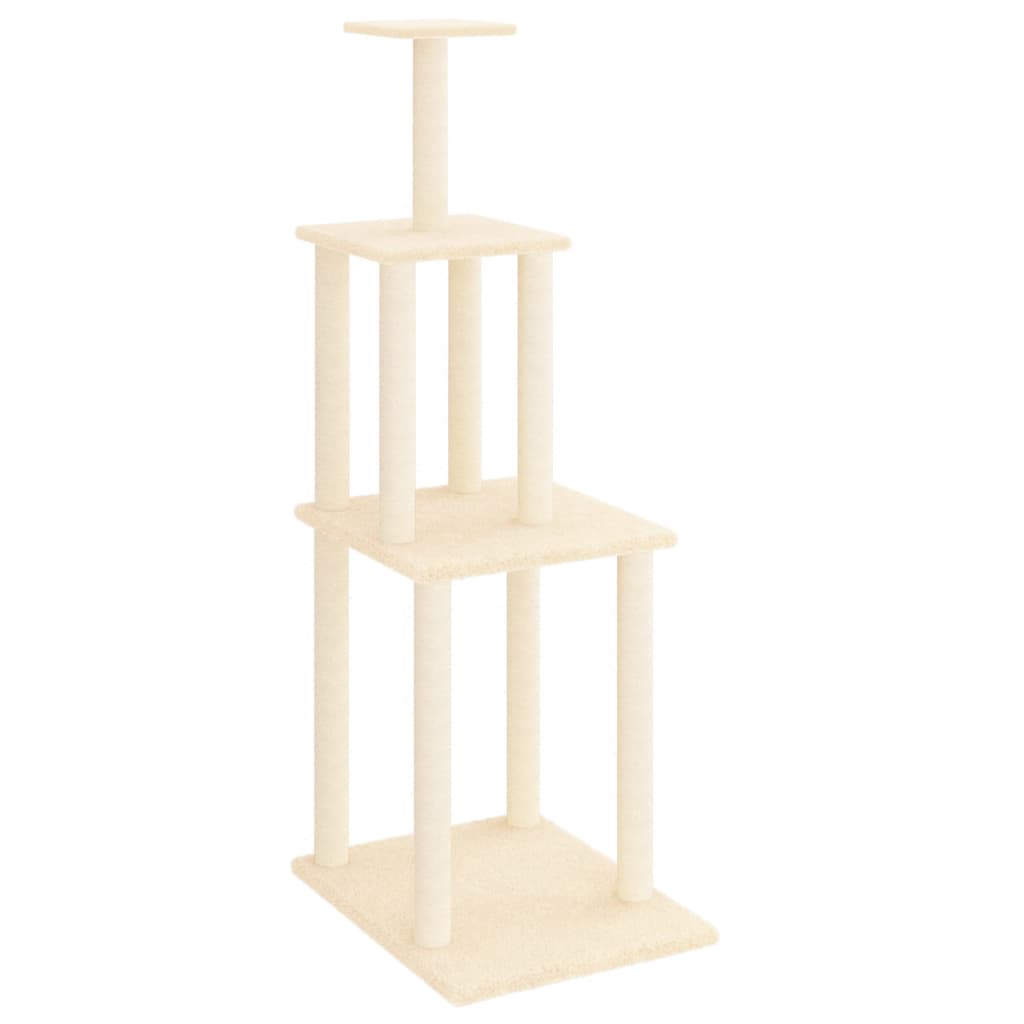 vidaXL Cat Tree with Sisal Scratching Posts Cream 149 cm