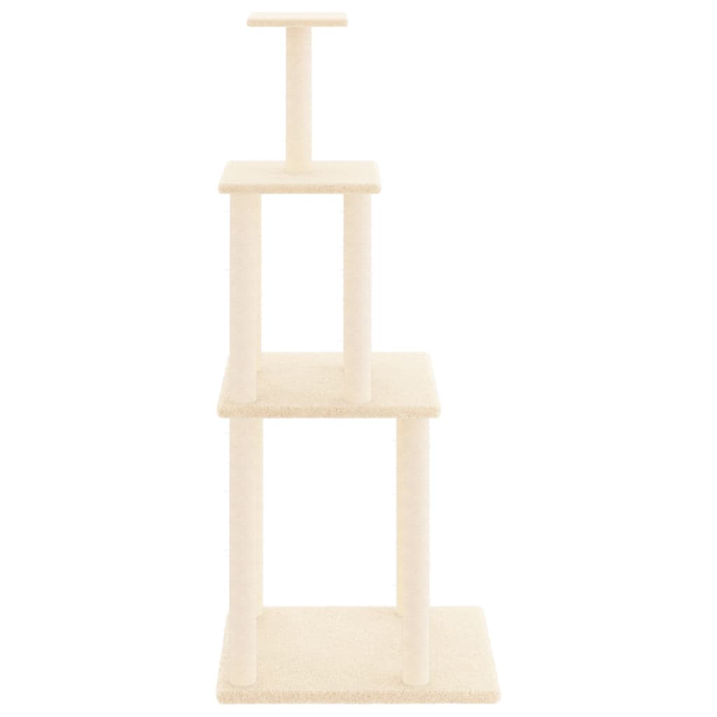 vidaXL Cat Tree with Sisal Scratching Posts Cream 149 cm