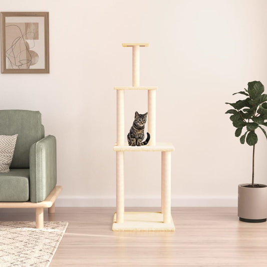 vidaXL Cat Tree with Sisal Scratching Posts Cream 149 cm