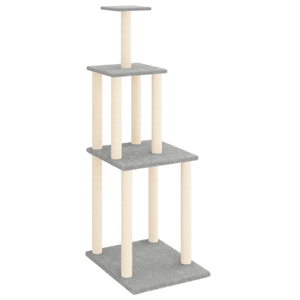 vidaXL Cat Tree with Sisal Scratching Posts Light Grey 149 cm