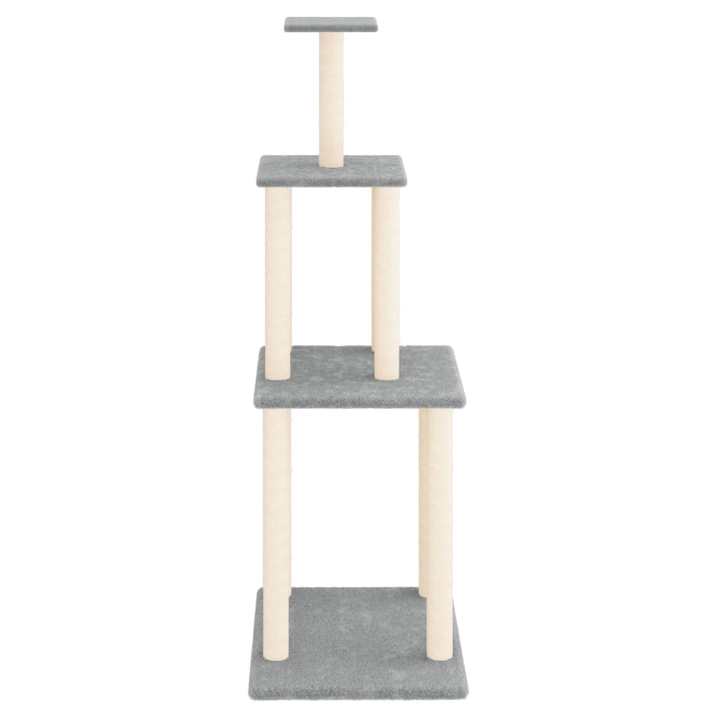 vidaXL Cat Tree with Sisal Scratching Posts Light Grey 149 cm