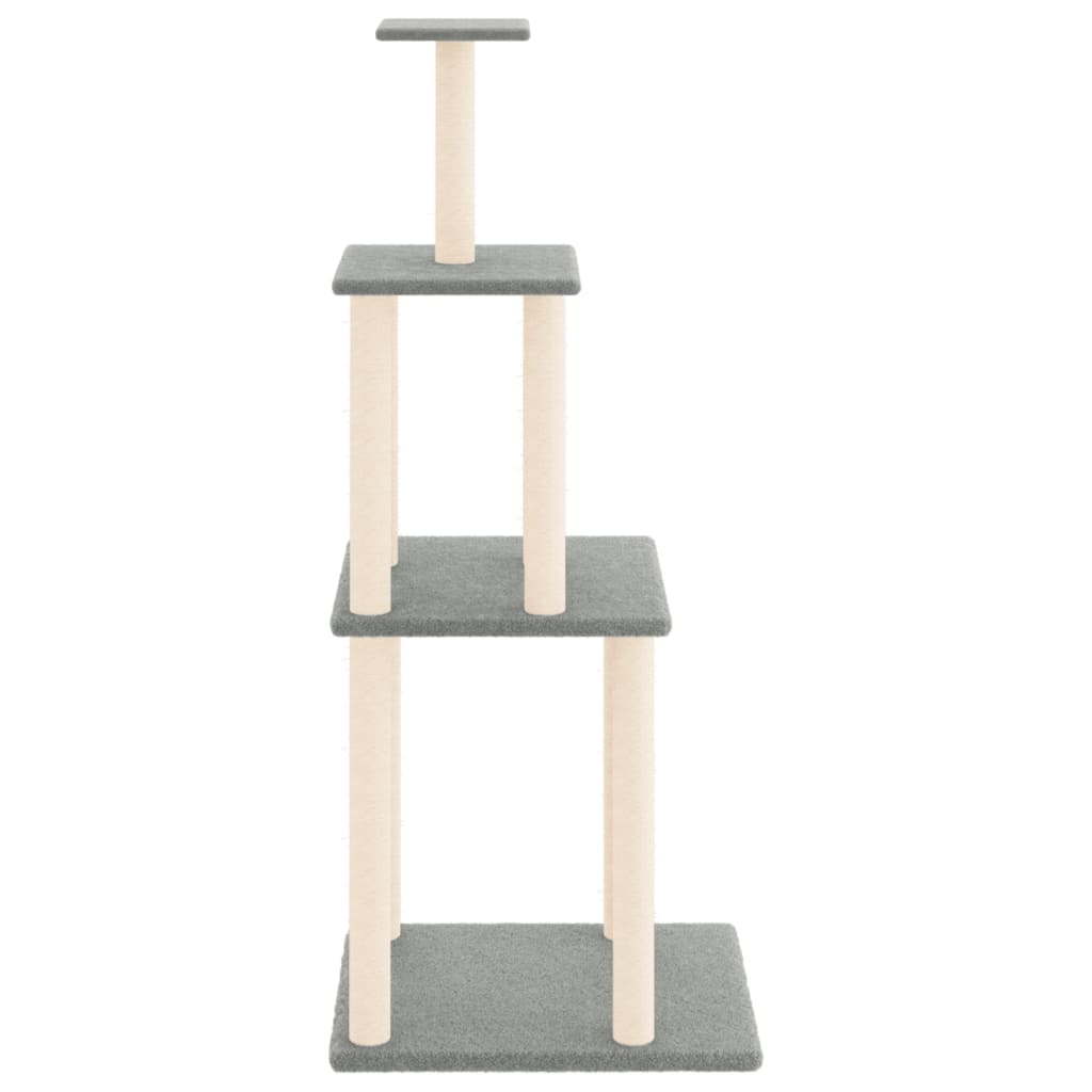 vidaXL Cat Tree with Sisal Scratching Posts Light Grey 149 cm