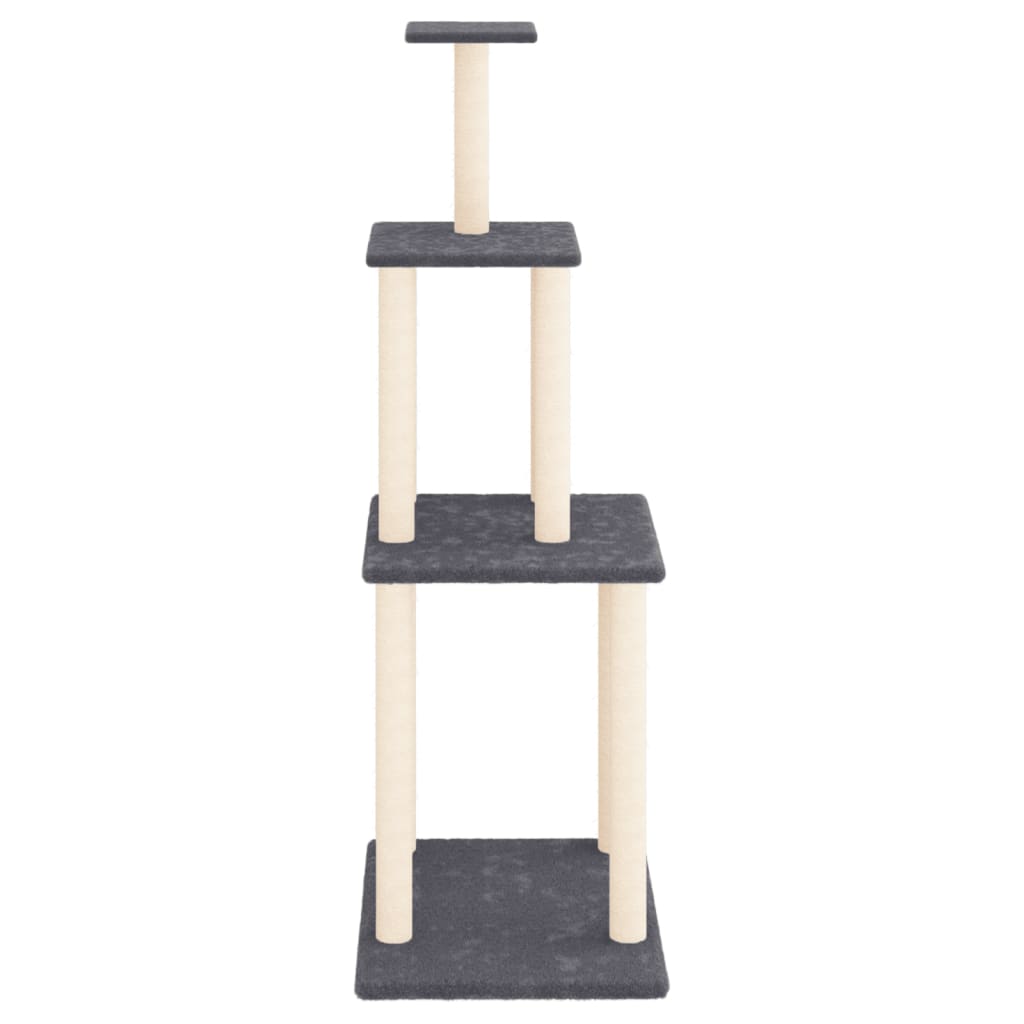 vidaXL Cat Tree with Sisal Scratching Posts Dark Grey 149 cm