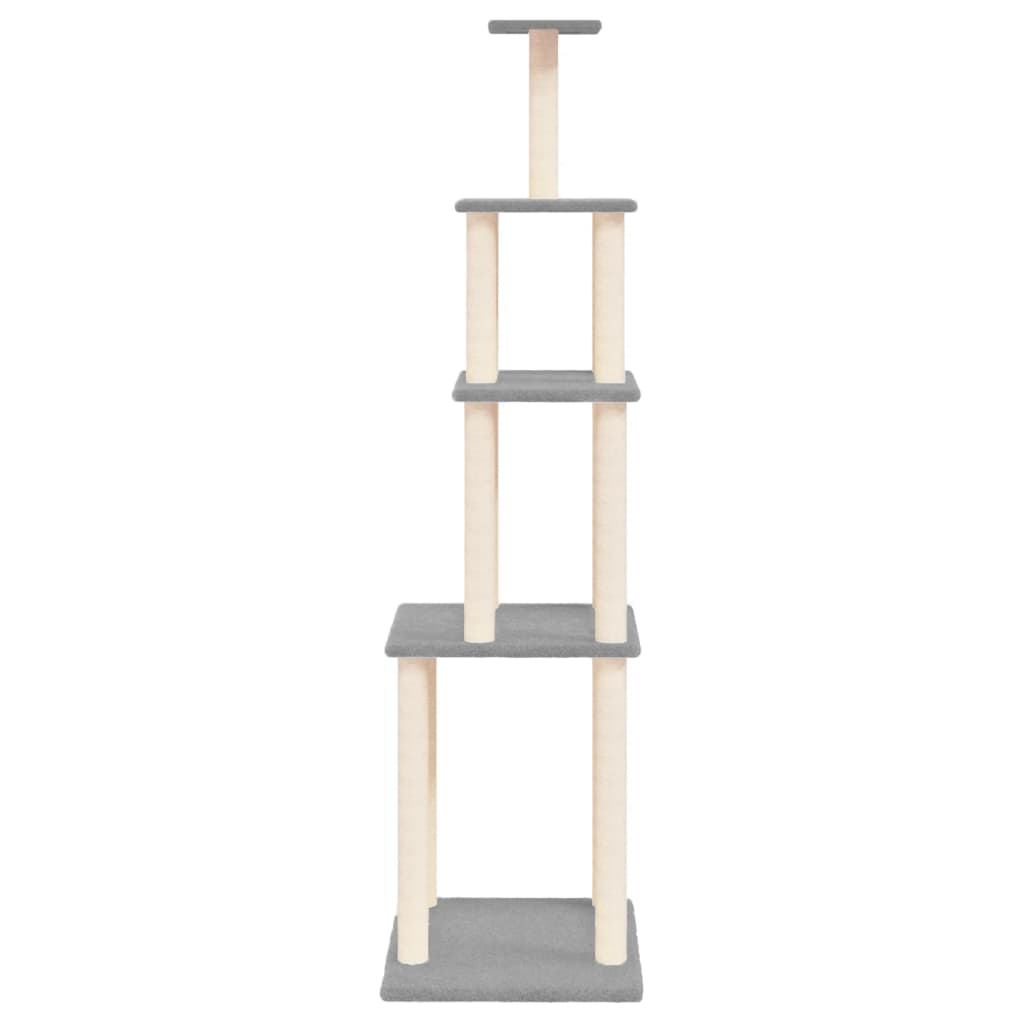 Cat Tree with Sisal Scratching Posts Light Grey 183 cm