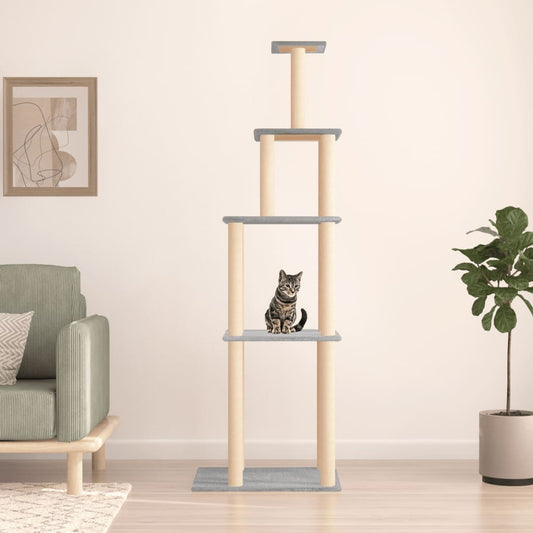 Cat Tree with Sisal Scratching Posts Light Grey 183 cm