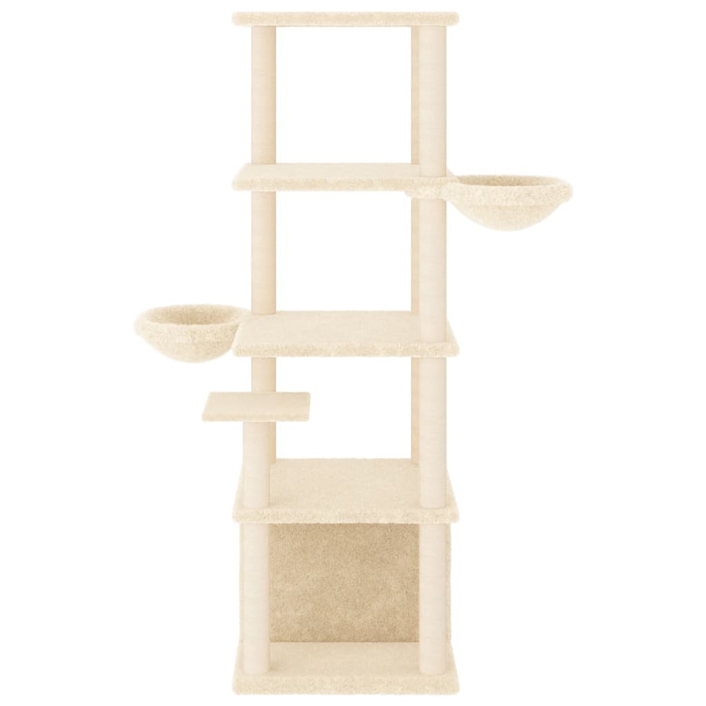 Cat Tree with Sisal Scratching Posts Cream 147 cm