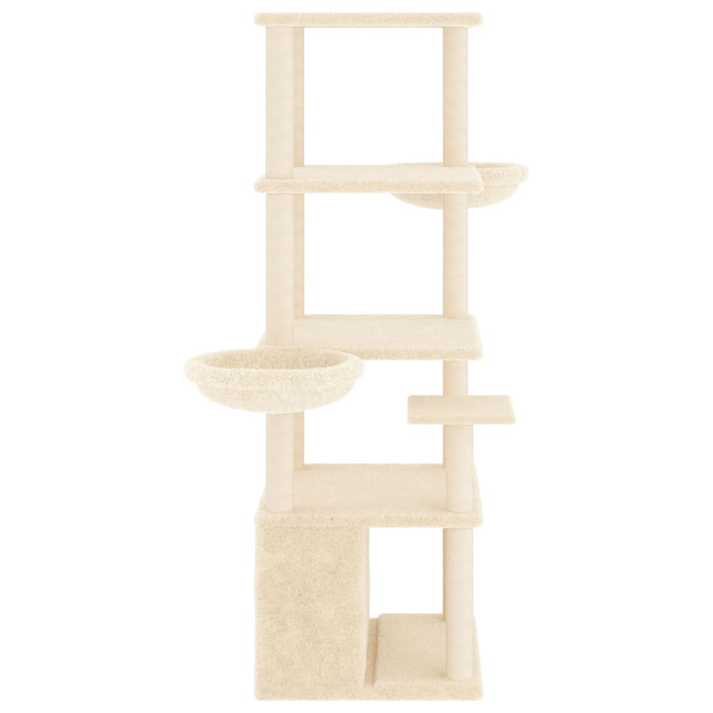 Cat Tree with Sisal Scratching Posts Cream 147 cm