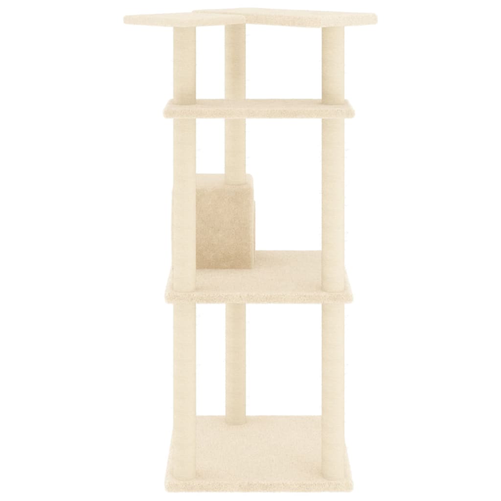 Cat Tree with Sisal Scratching Posts Cream 123 cm