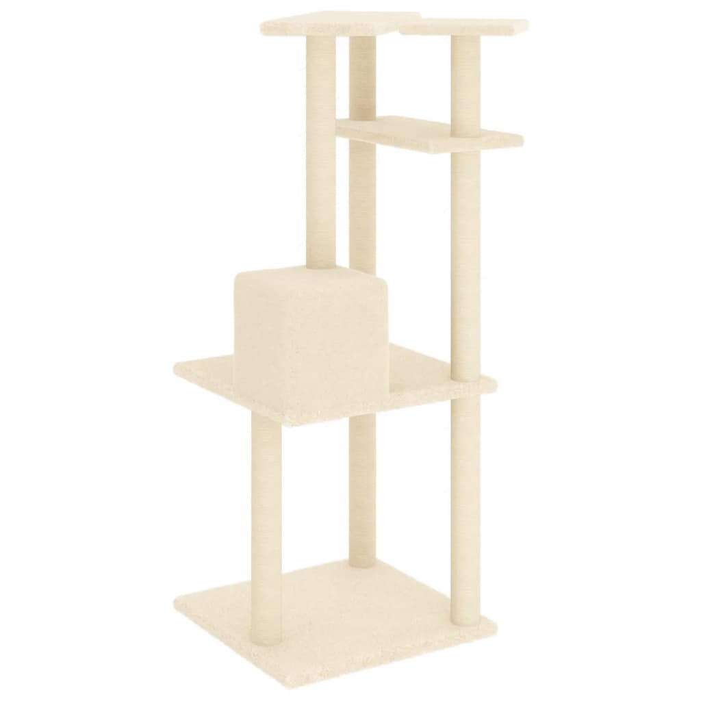 Cat Tree with Sisal Scratching Posts Cream 123 cm