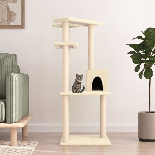 Cat Tree with Sisal Scratching Posts Cream 123 cm