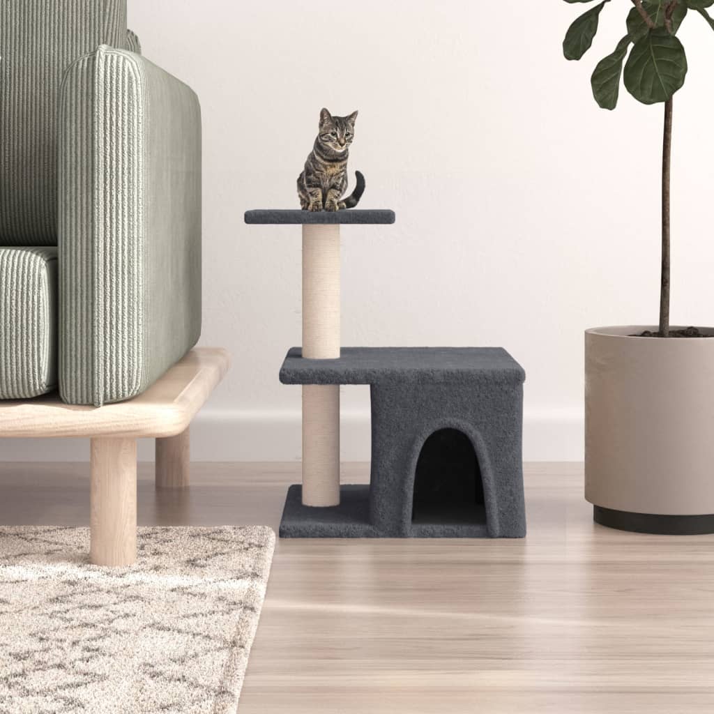 vidaXL Cat Tree with Sisal Scratching Posts Dark Grey 48 cm