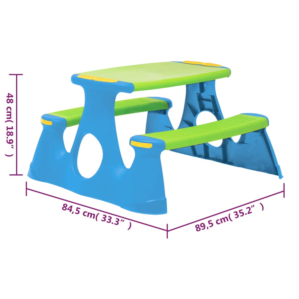 vidaXL Picnic Bench for Children 89.5x84.5x48 cm Polypropylene