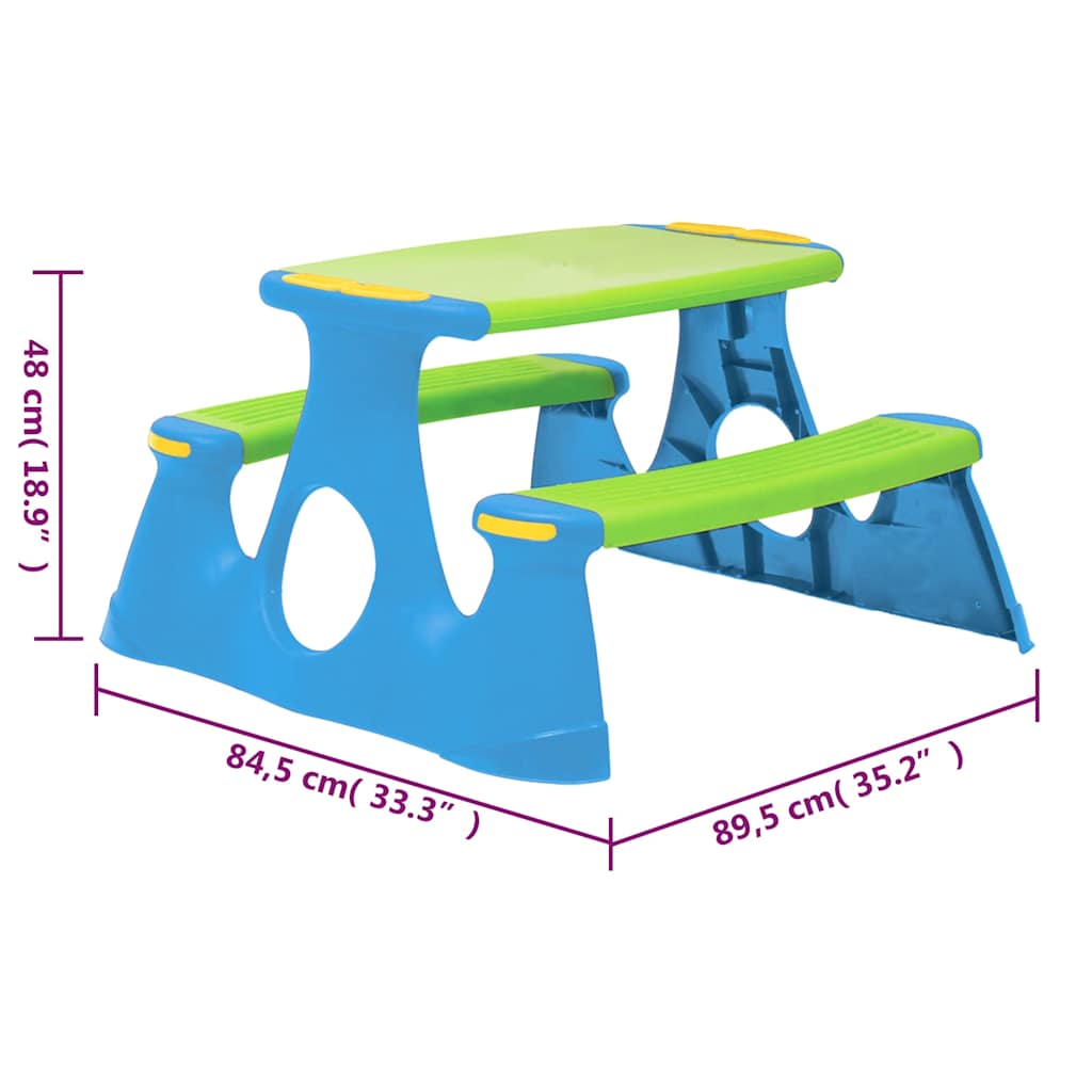 vidaXL Picnic Bench for Children 89.5x84.5x48 cm Polypropylene