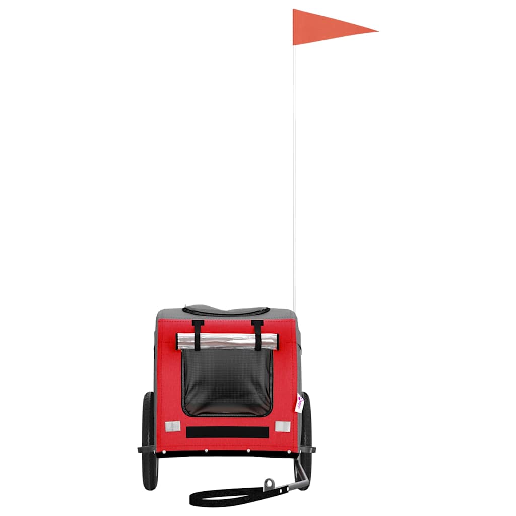 vidaXL Pet Bike Trailer Red and Grey Oxford Fabric and Iron