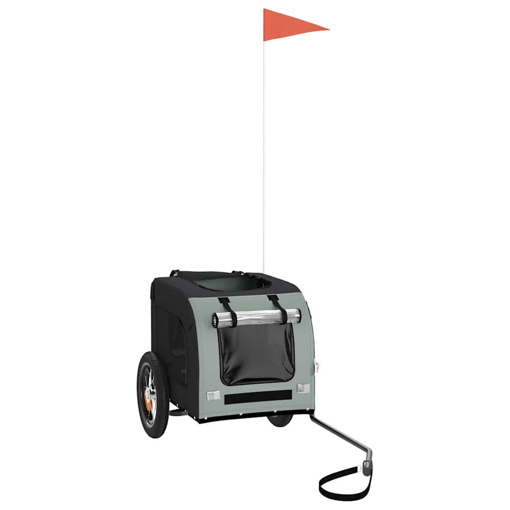 vidaXL Pet Bike Trailer Grey and Black Oxford Fabric and Iron