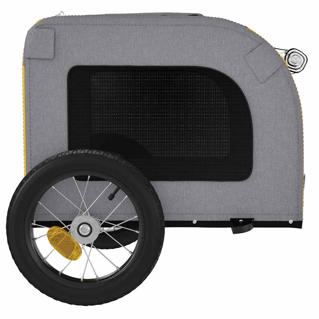 vidaXL Pet Bike Trailer Yellow and Grey Oxford Fabric and Iron