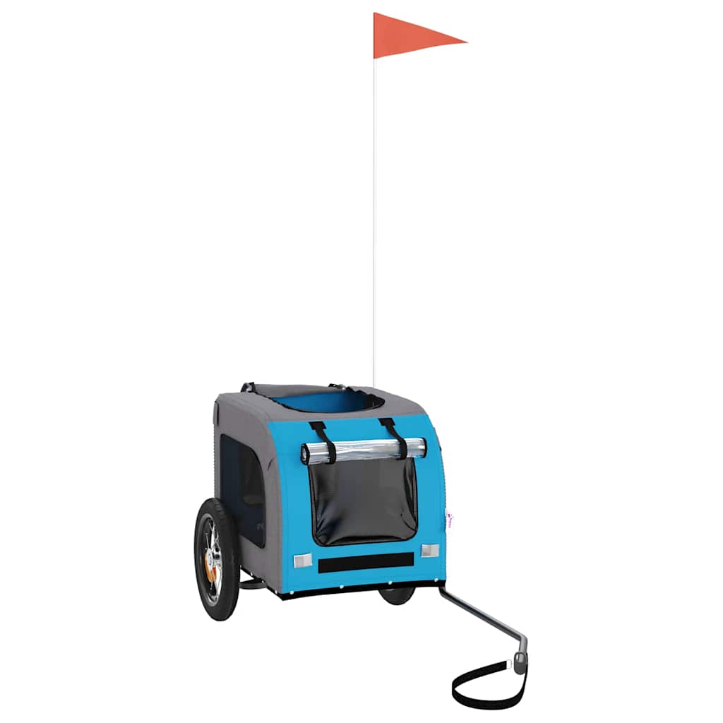 vidaXL Pet Bike Trailer Blue and Grey Oxford Fabric and Iron