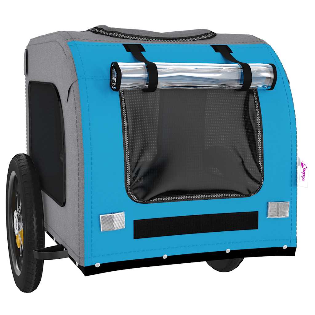 vidaXL Pet Bike Trailer Blue and Grey Oxford Fabric and Iron