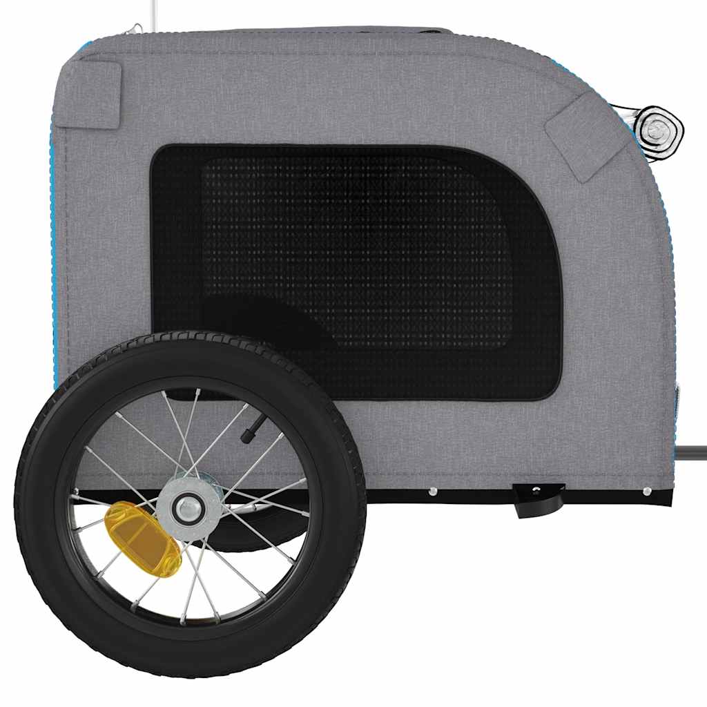 vidaXL Pet Bike Trailer Blue and Grey Oxford Fabric and Iron