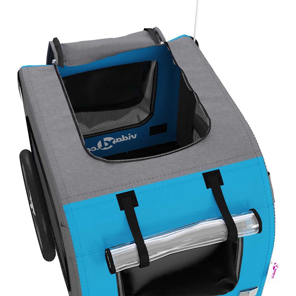 vidaXL Pet Bike Trailer Blue and Grey Oxford Fabric and Iron