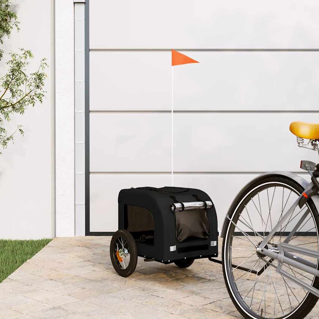 vidaXL Pet Bike Trailer Black Oxford Fabric and Iron