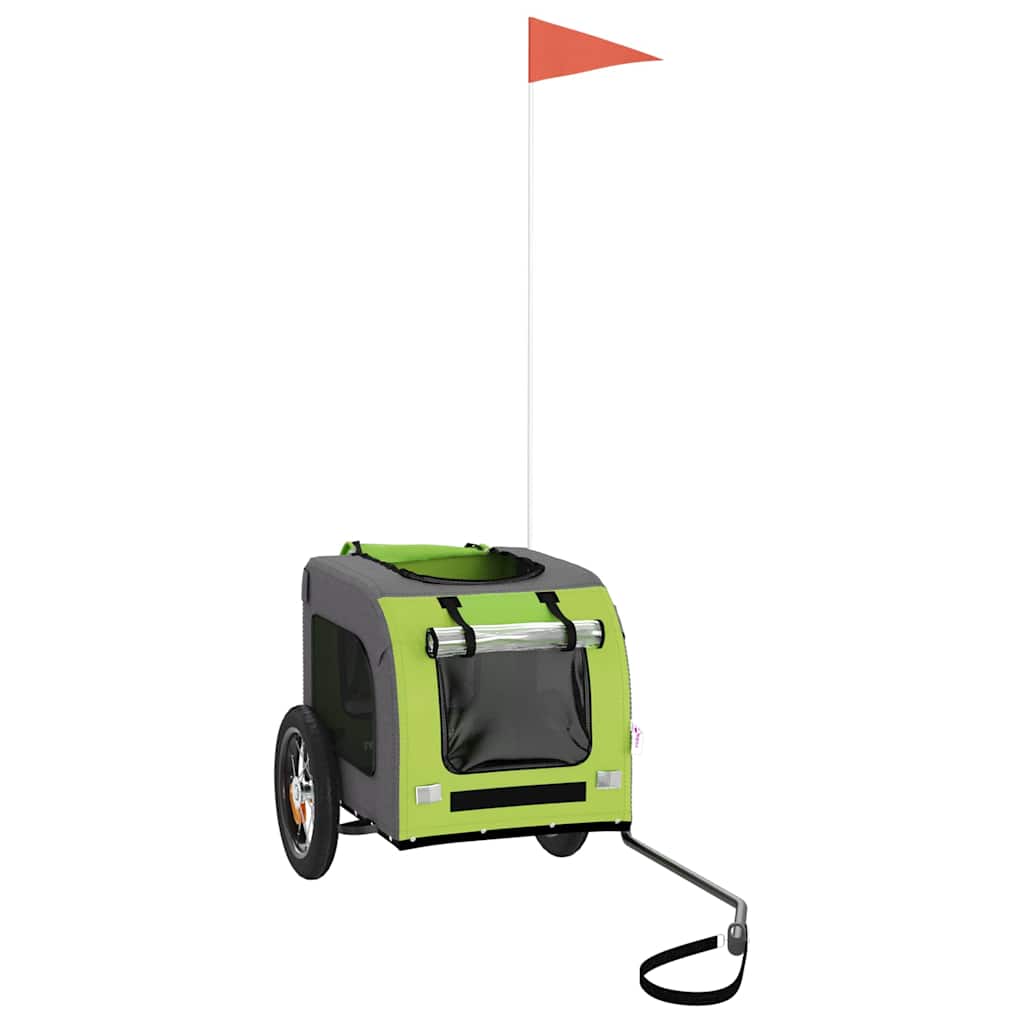 vidaXL Pet Bike Trailer Green and Grey Oxford Fabric and Iron