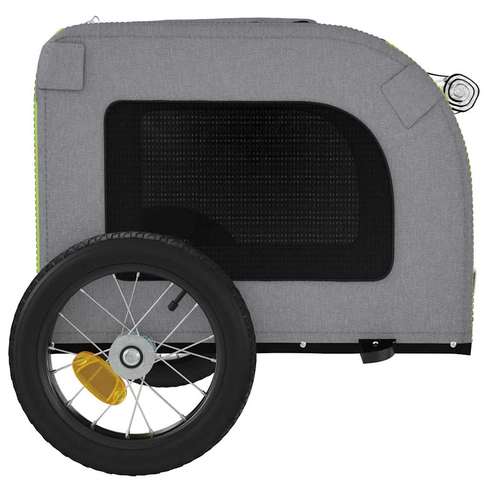 vidaXL Pet Bike Trailer Green and Grey Oxford Fabric and Iron