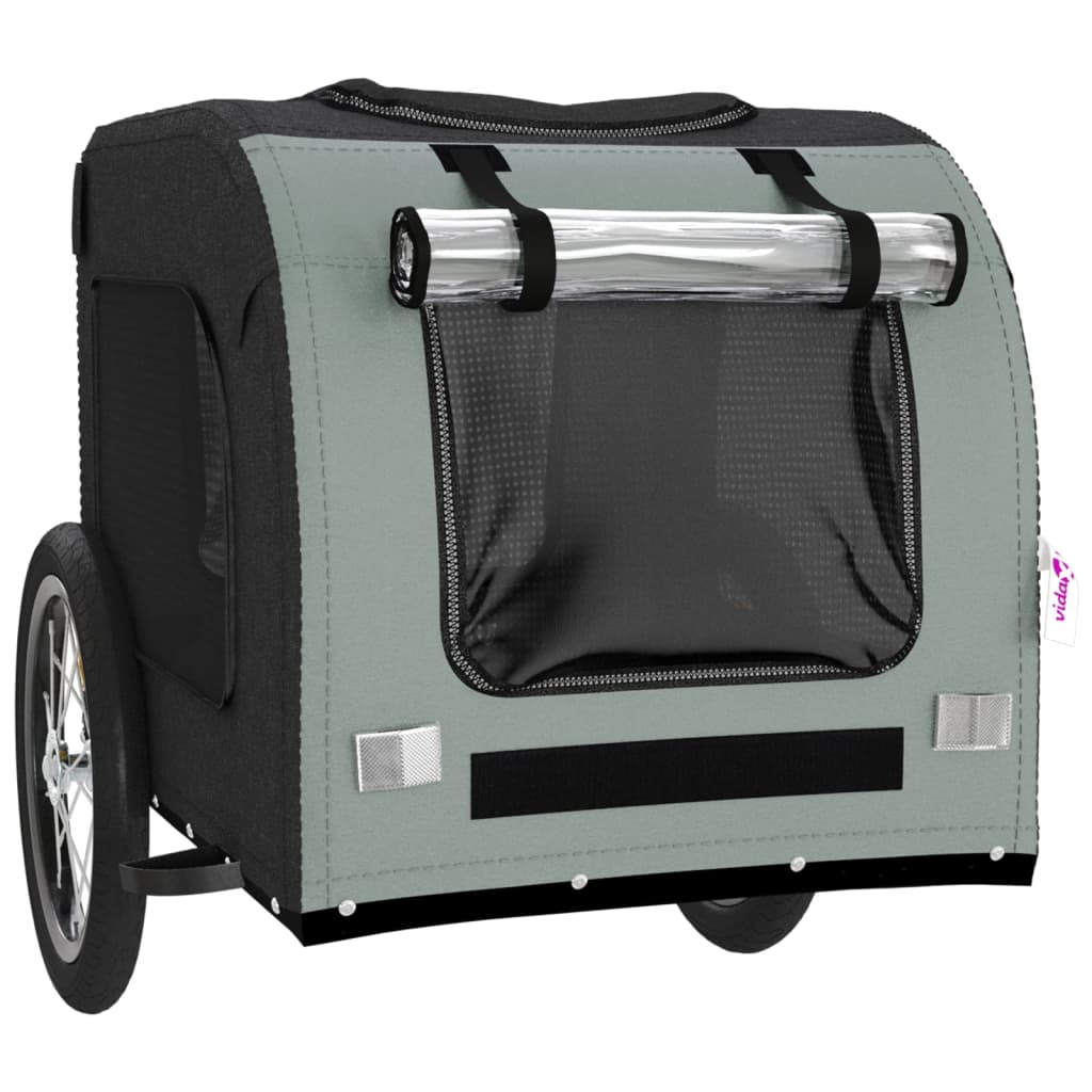 vidaXL Pet Bike Trailer Black and Grey Oxford Fabric and Iron