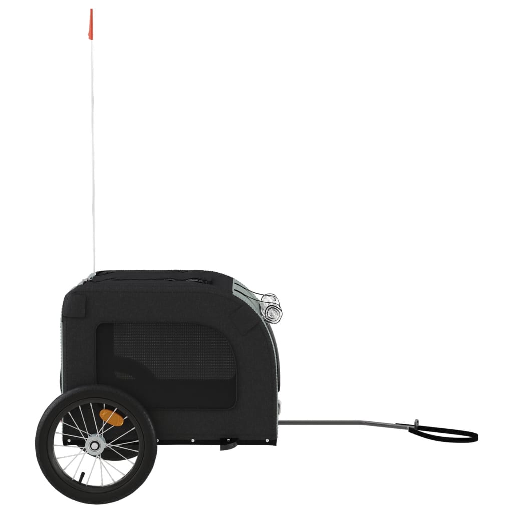 vidaXL Pet Bike Trailer Black and Grey Oxford Fabric and Iron