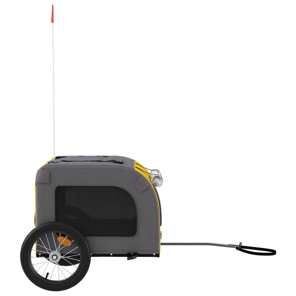 vidaXL Pet Bike Trailer Yellow and Grey Oxford Fabric and Iron