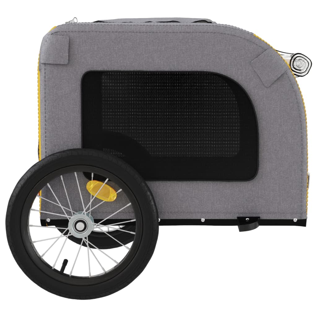 vidaXL Pet Bike Trailer Yellow and Grey Oxford Fabric and Iron